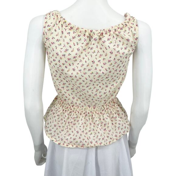 MADEWELL Top Women Size XXS Blouse Shirred Drawstring Floral Tank Top Bight Bud - Picture 3 of 5